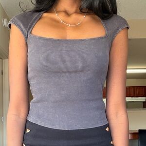 H&M Gray Ribbed Top